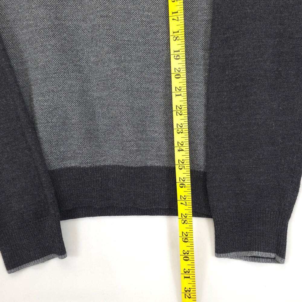 APT.9 Sweater Men XL Gray Crew Neck Colorblock Merino Wool Blend Pullover Knit - Picture 3 of 10